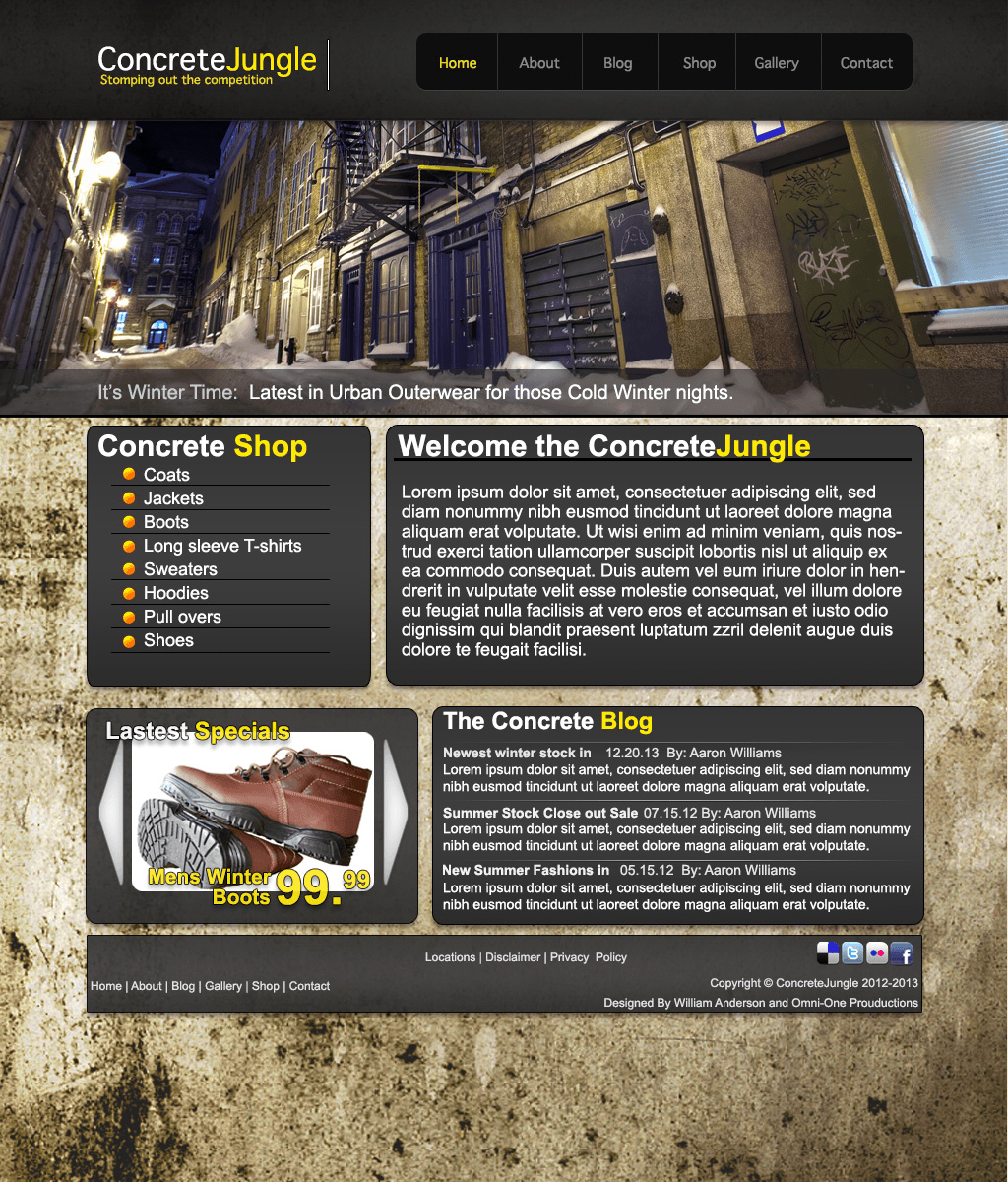 Concrete Jungle Retail Website Mock-up